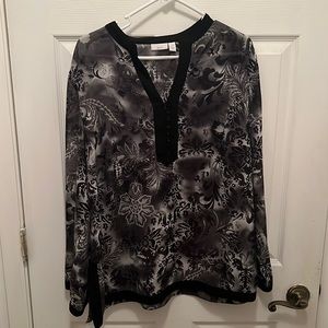 Apt. 9 1XL Black/Gray Sheer Top